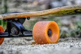 skateboard wheels close up on blurred background