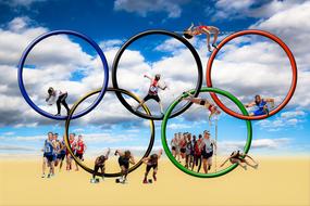 Olympic Games symbol and athletes