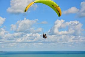 Paraglider in Free Flight above sea
