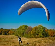 paragliding in sunny autumn