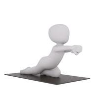 abstract person doing yoga exercise on mat, 3d render