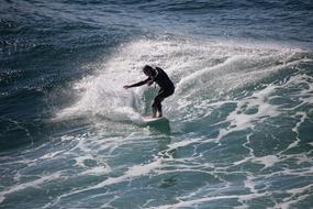 surfer on the waves on a sunny day