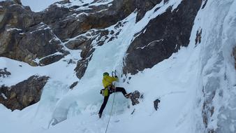 extreme climbing on the glacier