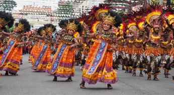 tribal People Parading on Dinagyang Festival, Philippines, Iloilo City