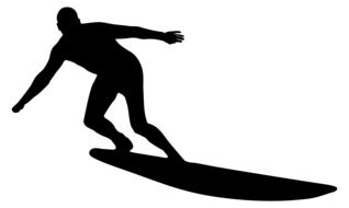 surfing, male silhouette on board