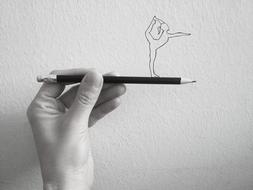 pencil drawn silhouette of a ballerina