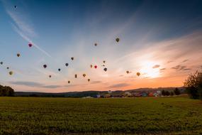 hot air balloons over Warstein, Germany