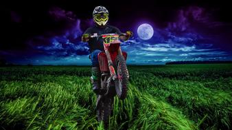 Motorcycle Wheeler on Field
