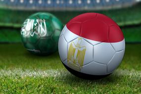 two beautiful soccer balls on the field