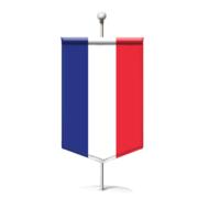 Flag of France, on the pole, on the Word Cup 2018, at white background