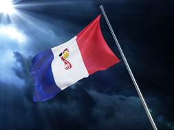 2018 world cup flag on cloudy sky background
