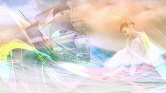 pastel picture of ballerina and ship