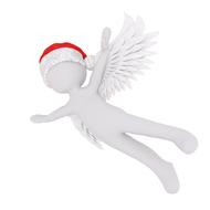 White figure, with the winds, in red and white Santa hat, clipart