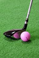 club and purple golf ball