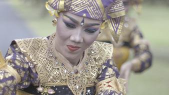 balinese traditional dances in blurred background