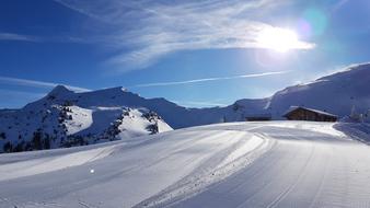 skisport Les Portes du Soleil in the Alps with snow, France