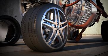 turbine near the wheel in a ferrari car