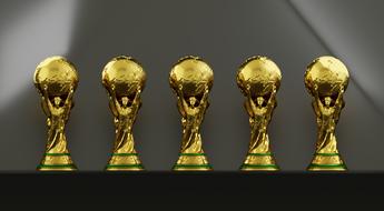 five Soccer Trophies, render