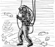 diving ocean recreation drawing