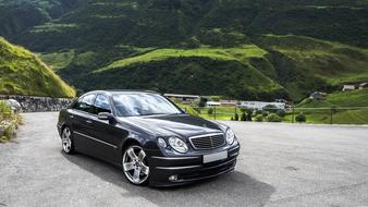 Car Automobile and green mountains