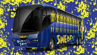 clipart of the painted bus of the swedish football team