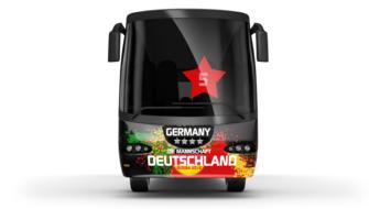 drawn bus of a german soccer team on a white background