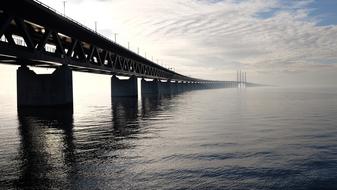 view of the steel and concrete structure of the long bridge