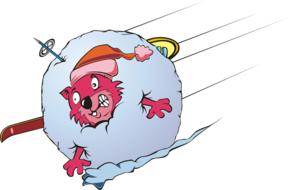 cartoon marmot in a snow ball