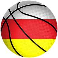 Iranian flag on basketball ball close up