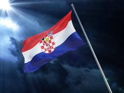 Close-up of the flag of Croatia, on the Semifinals of the World Cup 2018, in light, clipart