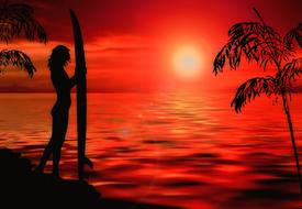 sunset surfer surreal drawing