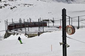 landscape of the skiing court on a snowy mountains