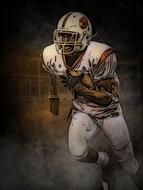 running american football player in uniform