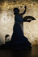 woman dancing flamenco with a fan