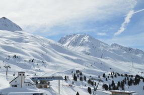 cable road station at scenic snowy landscape