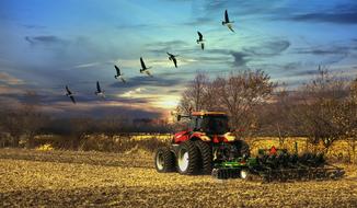 Scenery tractor and sky
