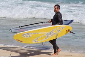 Windsurfing Water yellow board