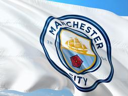 manchester city Football club flag on wind