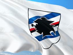 white flag with football club emblem