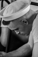 black and white photo of an american sailor