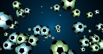 drawn soccer balls on a dark blue background