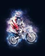 motorbike off road neon drawing