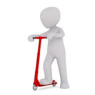 person riding scooter, abstract 3d model