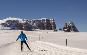 cross-country skiing in the mountains of south tyrol