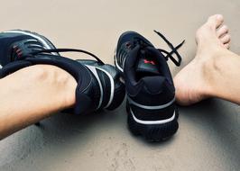 male feet and Running shoes