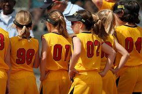 Softball Team Girls, back view