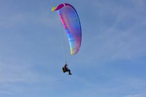 skydiver flying in the blue sky