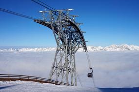 landscape of current mast on Coldly Snow Winter