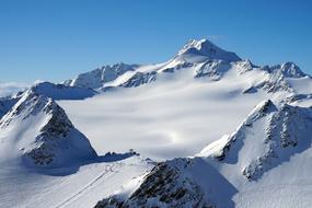 landscape of Snowy Mountain Peaks in Austria