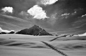 monochrome photo of Touring Skis at Nature